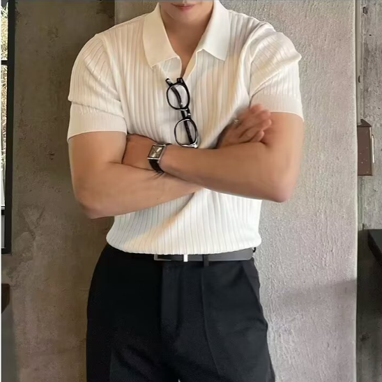 Old Money – Slim Fit Polo Shirt – Cotton Blend – Classic White 2