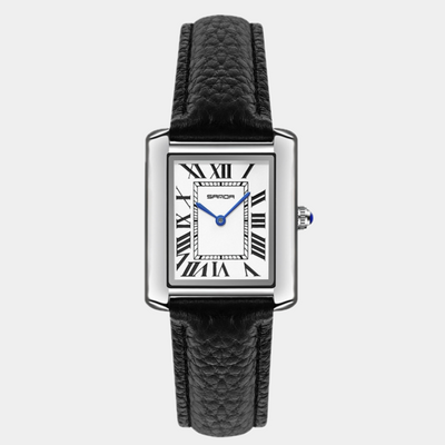 Old Money – Square Quartz Watch – Leather Strap – Silver 0