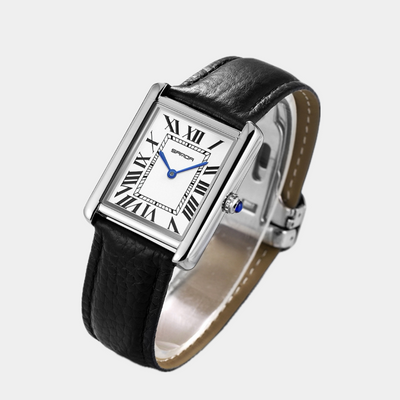 Old Money – Square Quartz Watch – Leather Strap – Silver 1