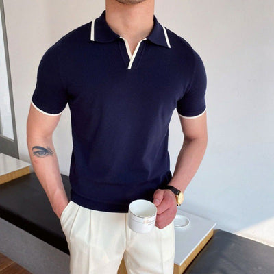 Old Money – V Collar Polo Shirt – Cotton Blend – Classic Fit 12