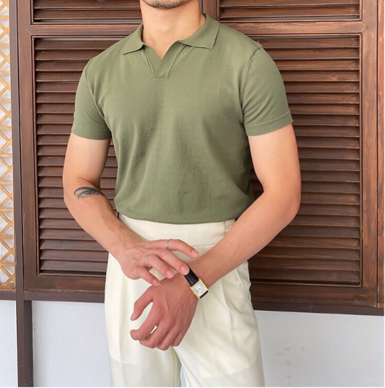 Old Money – V Collar Polo Shirt – Cotton Blend – Classic Fit 1