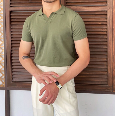 Old Money – V Collar Polo Shirt – Cotton Blend – Classic Fit 1