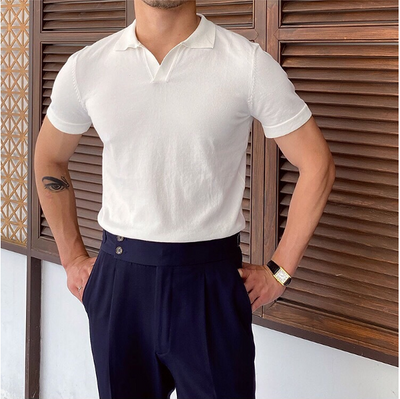 Old Money – V Collar Polo Shirt – Cotton Blend – Classic Fit 4