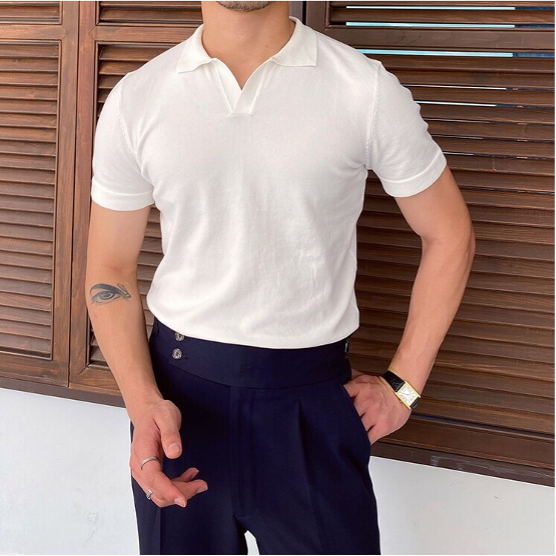 Old Money – V Collar Polo Shirt – Cotton Blend – Classic Fit 5