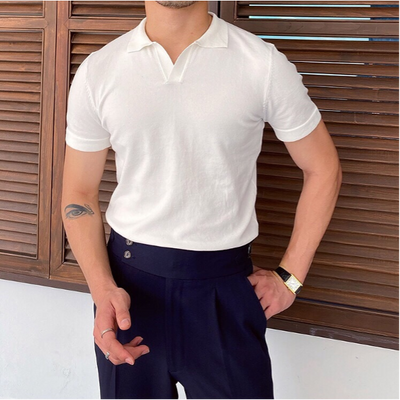 Old Money – V Collar Polo Shirt – Cotton Blend – Classic Fit 5