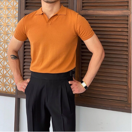 Old Money – V Collar Polo Shirt – Cotton Blend – Classic Fit 8