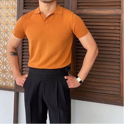 Old Money – V Collar Polo Shirt – Cotton Blend – Classic Fit 8