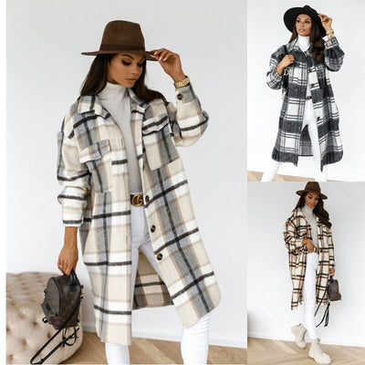 Plaid Women's Jacket – Oversized Soft Fabric – Checkered 1