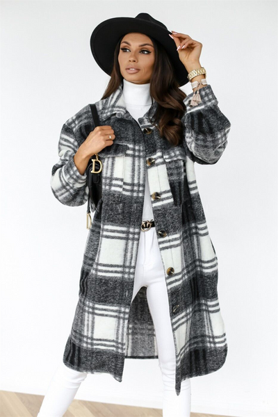 Plaid Women's Jacket – Oversized Soft Fabric – Checkered 3