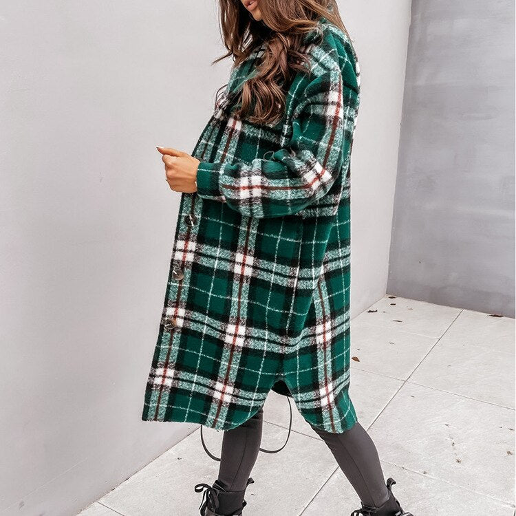 Plaid Women's Jacket – Oversized Soft Fabric – Checkered 4