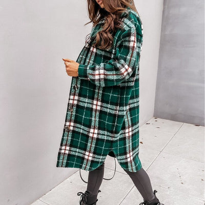 Plaid Women's Jacket – Oversized Soft Fabric – Checkered 4