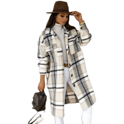 Plaid Women's Jacket – Oversized Soft Fabric – Checkered 8