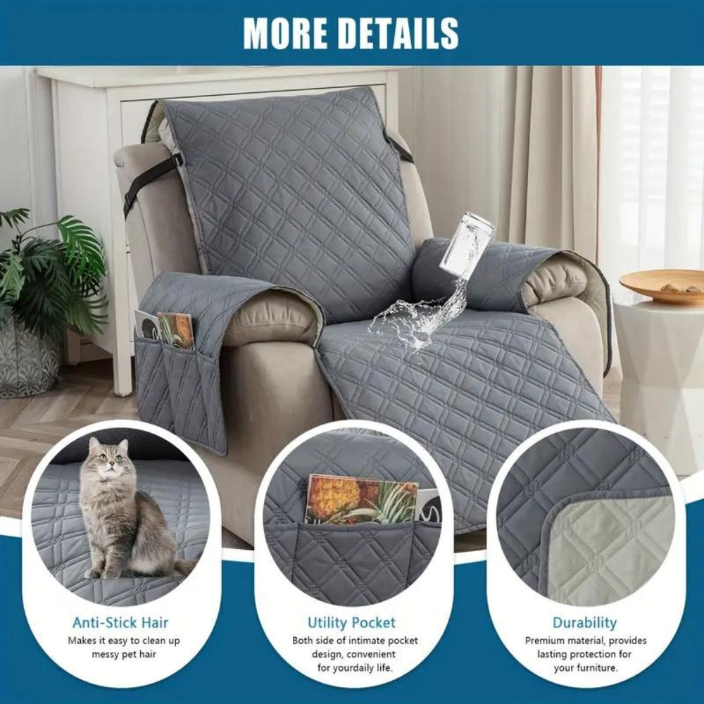 Recliner Slipcover – Waterproof Protection – Microfiber Blend – Gray – Standard Size – Premium Collection 1