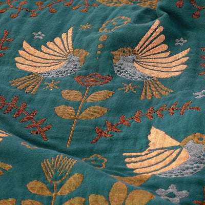 Reversible Throw Blanket – 4-Layer Yarn Construction – 100% Cotton – Teal/Navy – 130 x 150 cm – Nordic Collection 3
