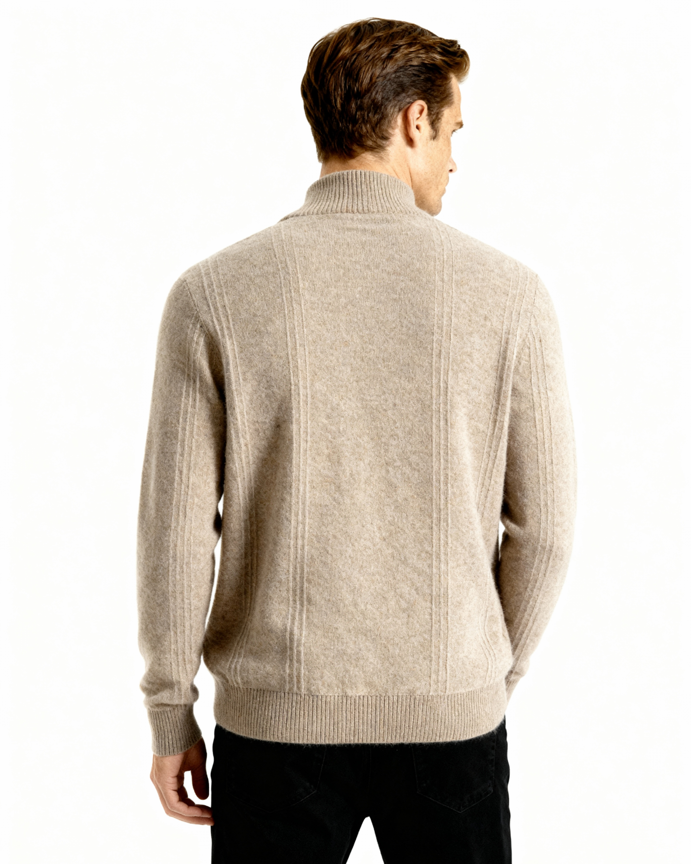 Ribbed Cashmere Sweater – Neutral Shades – Half Zip 3