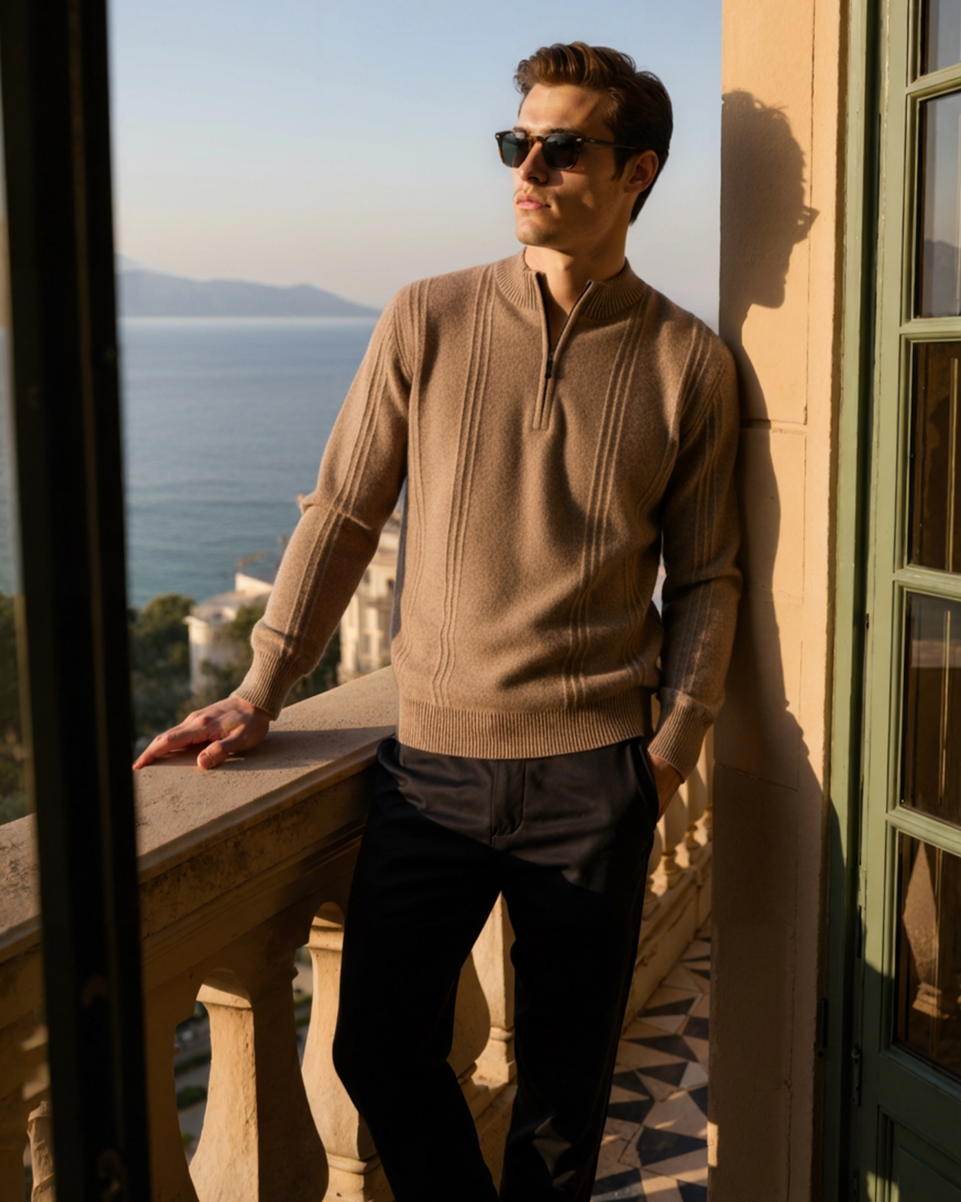 Ribbed Cashmere Sweater – Neutral Shades – Half Zip 4