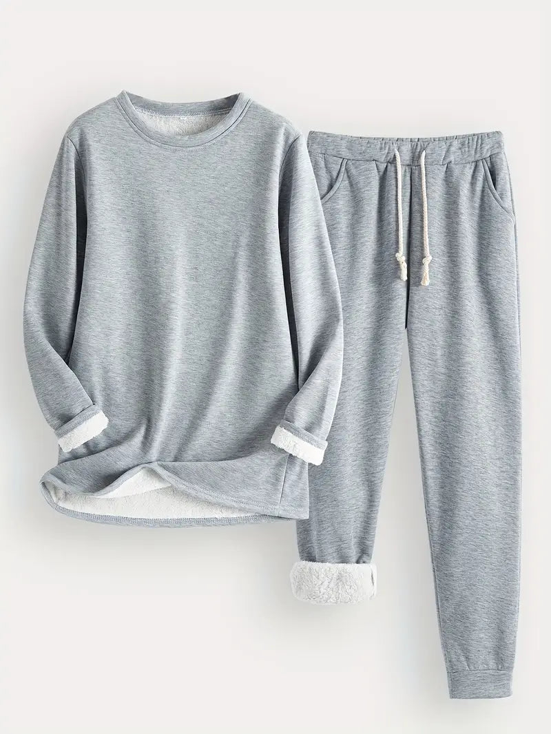 Riley – Fleece-Lined Lounge Set – Cozy – Gray 6
