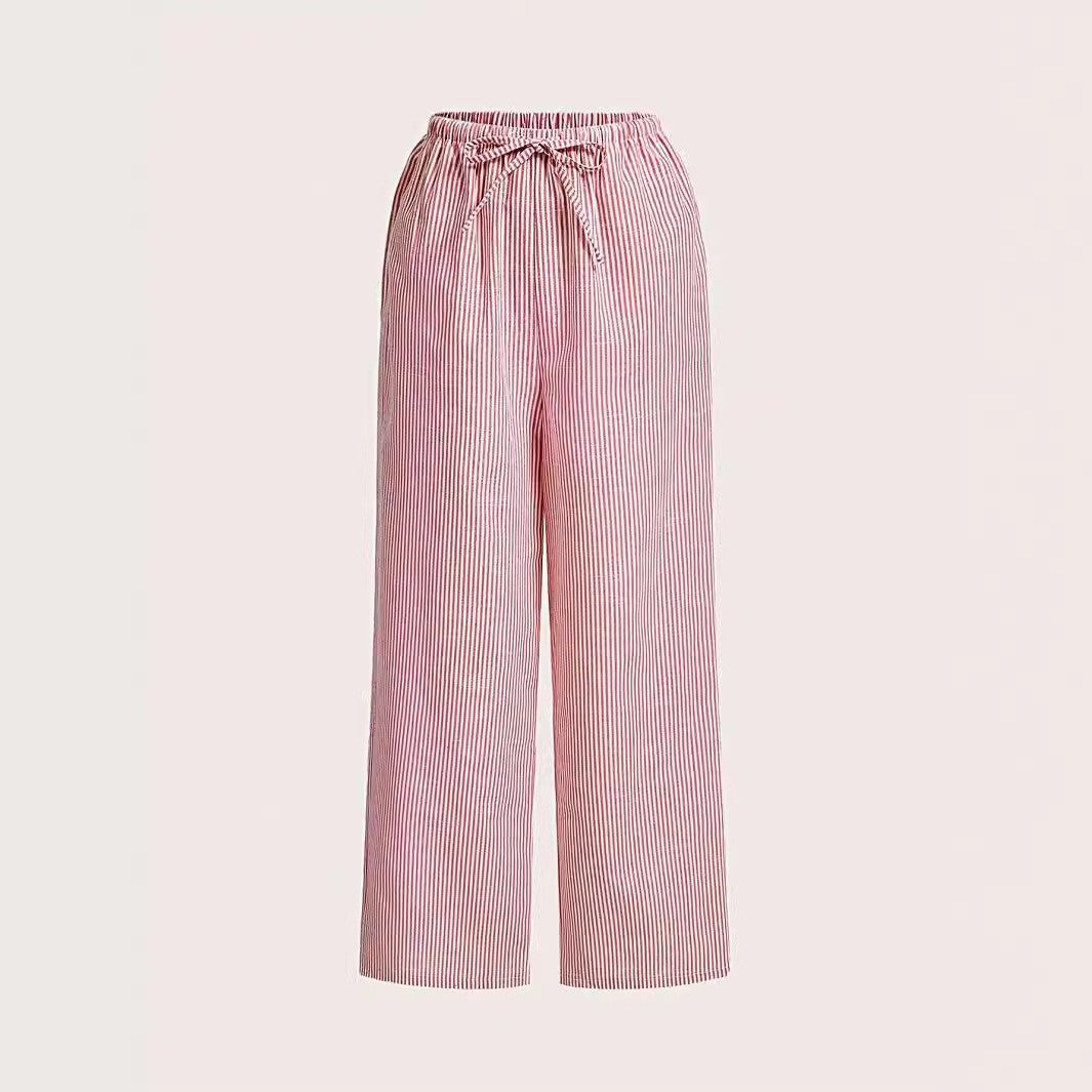 Sile – Striped Cotton Trousers – Relaxed Fit – Blue and White 6