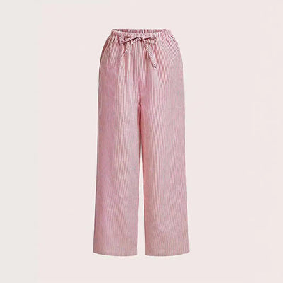 Sile – Striped Cotton Trousers – Relaxed Fit – Blue and White 6