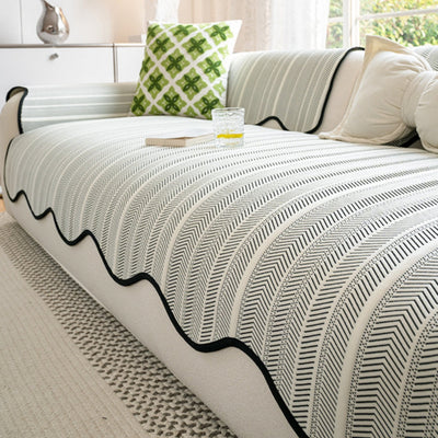 Sofa Cover – Herringbone Pattern – Soft Microfiber Blend – Gray – Universal Fit – Aurivelle 2
