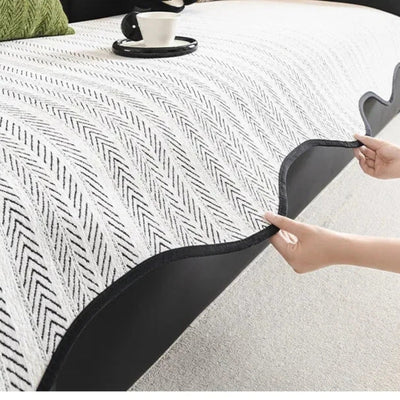 Sofa Cover – Herringbone Pattern – Soft Microfiber Blend – Gray – Universal Fit – Aurivelle 5