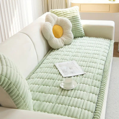 Sofa Cover – Plush Flannel Fabric – Cream – Standard Size – Home Collection 1