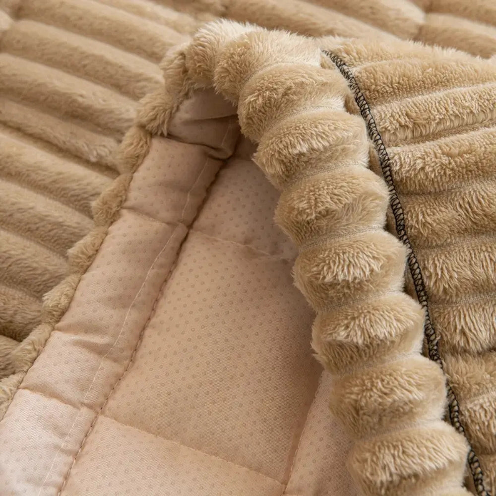 Sofa Cover – Plush Flannel Fabric – Cream – Standard Size – Home Collection 4