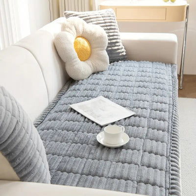 Sofa Cover – Plush Flannel Fabric – Cream – Standard Size – Home Collection 5