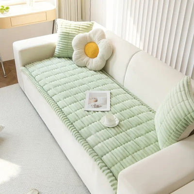 Sofa Cover – Plush Flannel Fabric – Cream – Standard Size – Home Collection 6