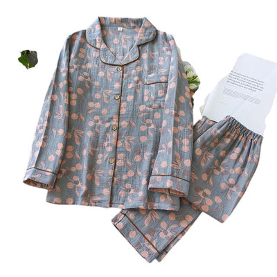 Soft Cotton Pajama Set – Women's Pajamas – Relaxed Fit – Light Gray 2