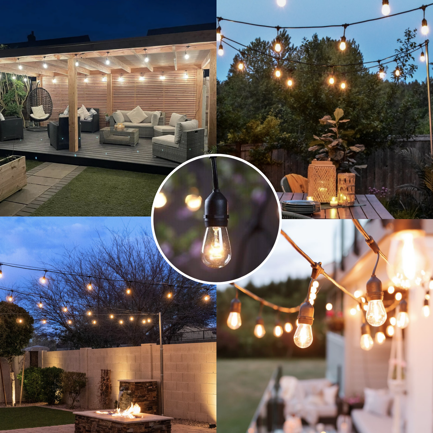 Solar Festoon Lights – Remote Control – Weatherproof – Black – 15 Metres – GardenBrite™ 4