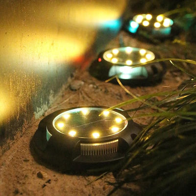 Solar Ground Lights – Weatherproof Design – Black ABS – Pack of 4 – GardenBrite™ 1