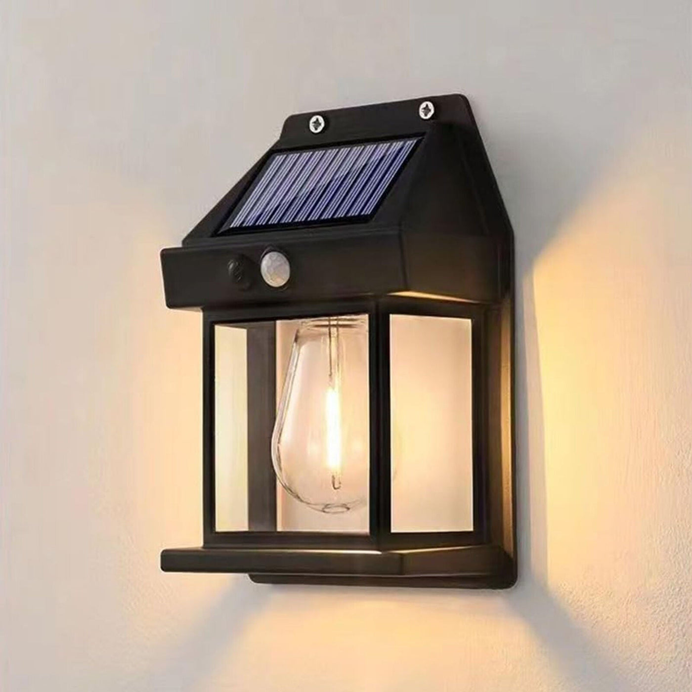 Solar Outdoor Wall Lantern – Motion Sensor – Weatherproof – Black – GardenBrite 0
