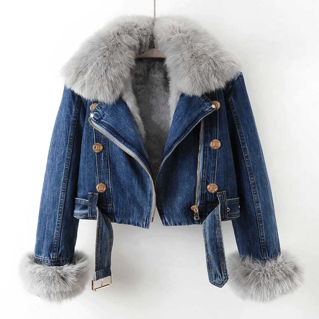 Sophia – Denim Fur Jacket – Blue 1