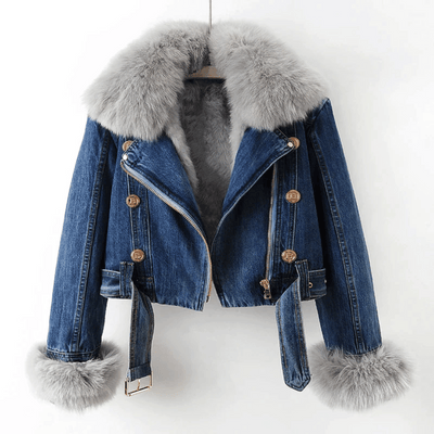 Sophia – Denim Fur Jacket – Blue 1