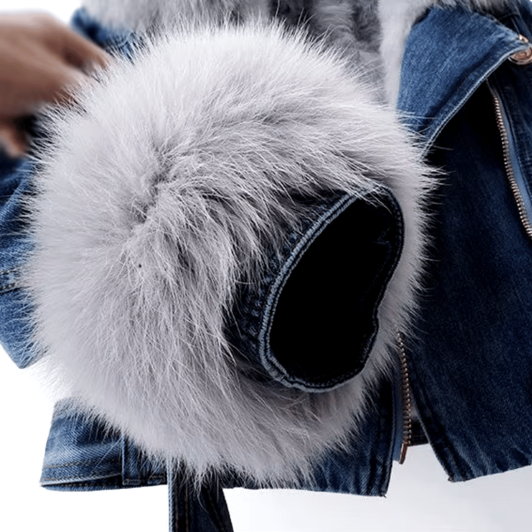 Sophia – Denim Fur Jacket – Blue 3