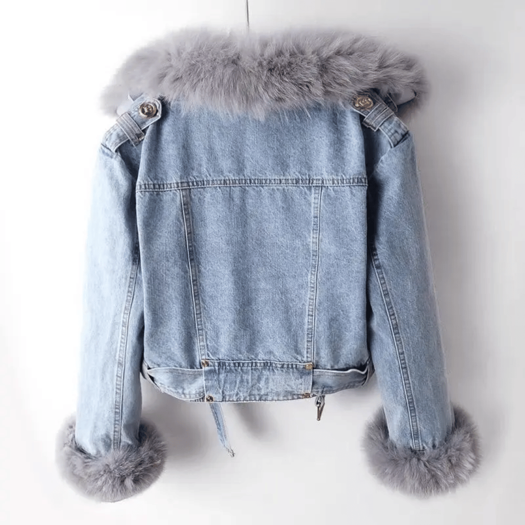 Sophia – Denim Fur Jacket – Blue 4