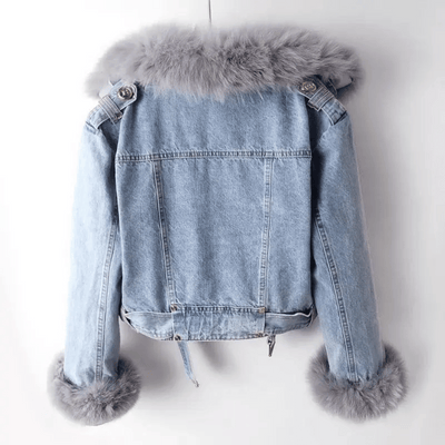 Sophia – Denim Fur Jacket – Blue 4