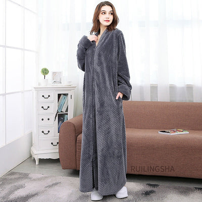 Thermo – Unisex Zippered Bathrobe – Soft Fabric – Cozy Gray 11