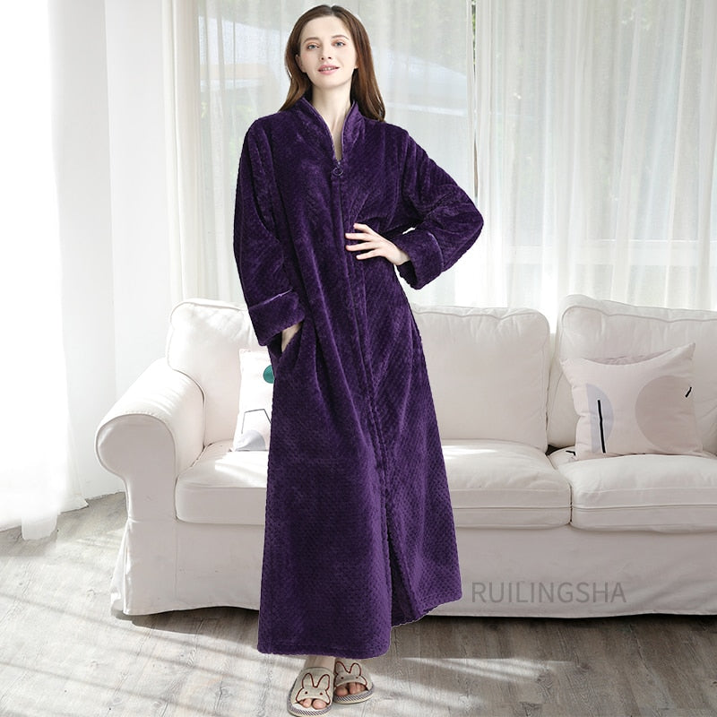Thermo – Unisex Zippered Bathrobe – Soft Fabric – Cozy Gray 12