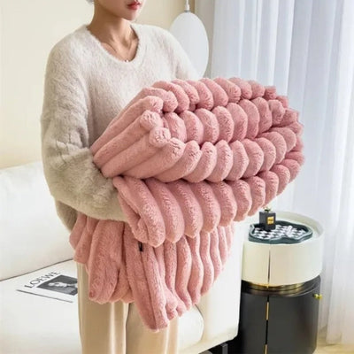 Throw Blanket – Plush Ribbed Texture – Premium Fabric – Gray – 50 x 60 – Cloud Nine 0