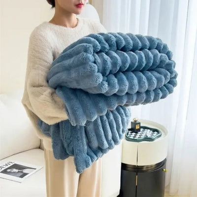 Throw Blanket – Plush Ribbed Texture – Premium Fabric – Gray – 50 x 60 – Cloud Nine 10