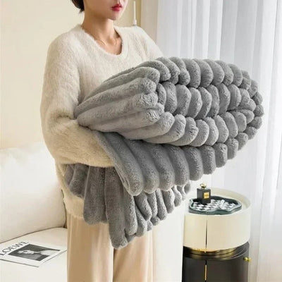 Throw Blanket – Plush Ribbed Texture – Premium Fabric – Gray – 50 x 60 – Cloud Nine 11