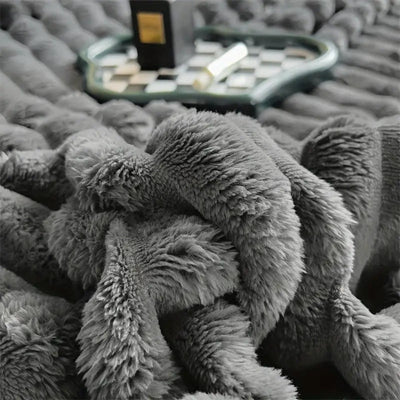 Throw Blanket – Plush Ribbed Texture – Premium Fabric – Gray – 50 x 60 – Cloud Nine 5