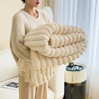 Throw Blanket – Plush Ribbed Texture – Premium Fabric – Gray – 50 x 60 – Cloud Nine 8