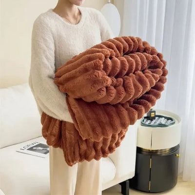 Throw Blanket – Plush Ribbed Texture – Premium Fabric – Gray – 50 x 60 – Cloud Nine 9