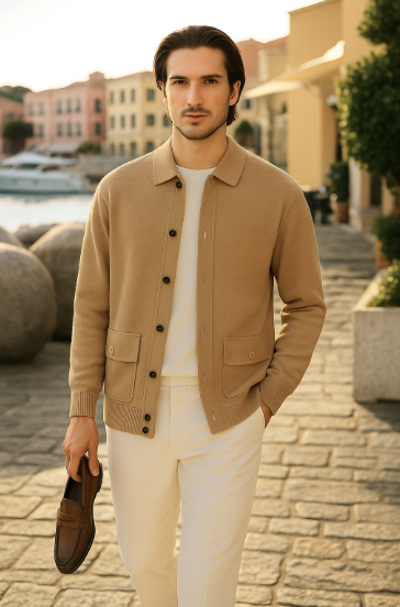 Timon – Men's Cashmere Cardigan – Tailored Fit – Classic Colors 1