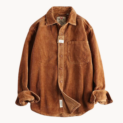 Tommy – Classic Corduroy Men's Shirt – Durable Cotton – Brown 0