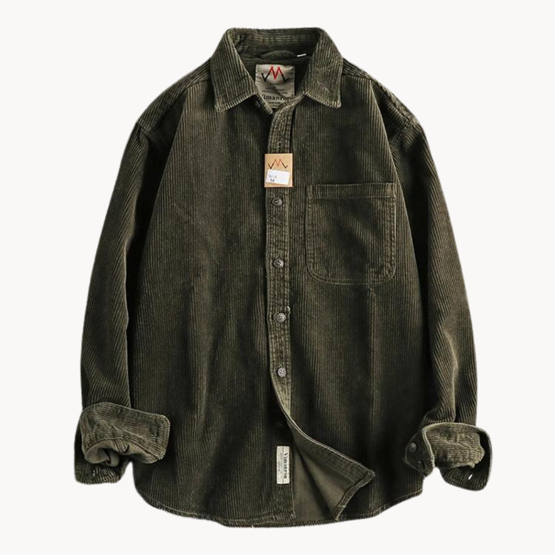 Tommy – Classic Corduroy Men's Shirt – Durable Cotton – Brown 10