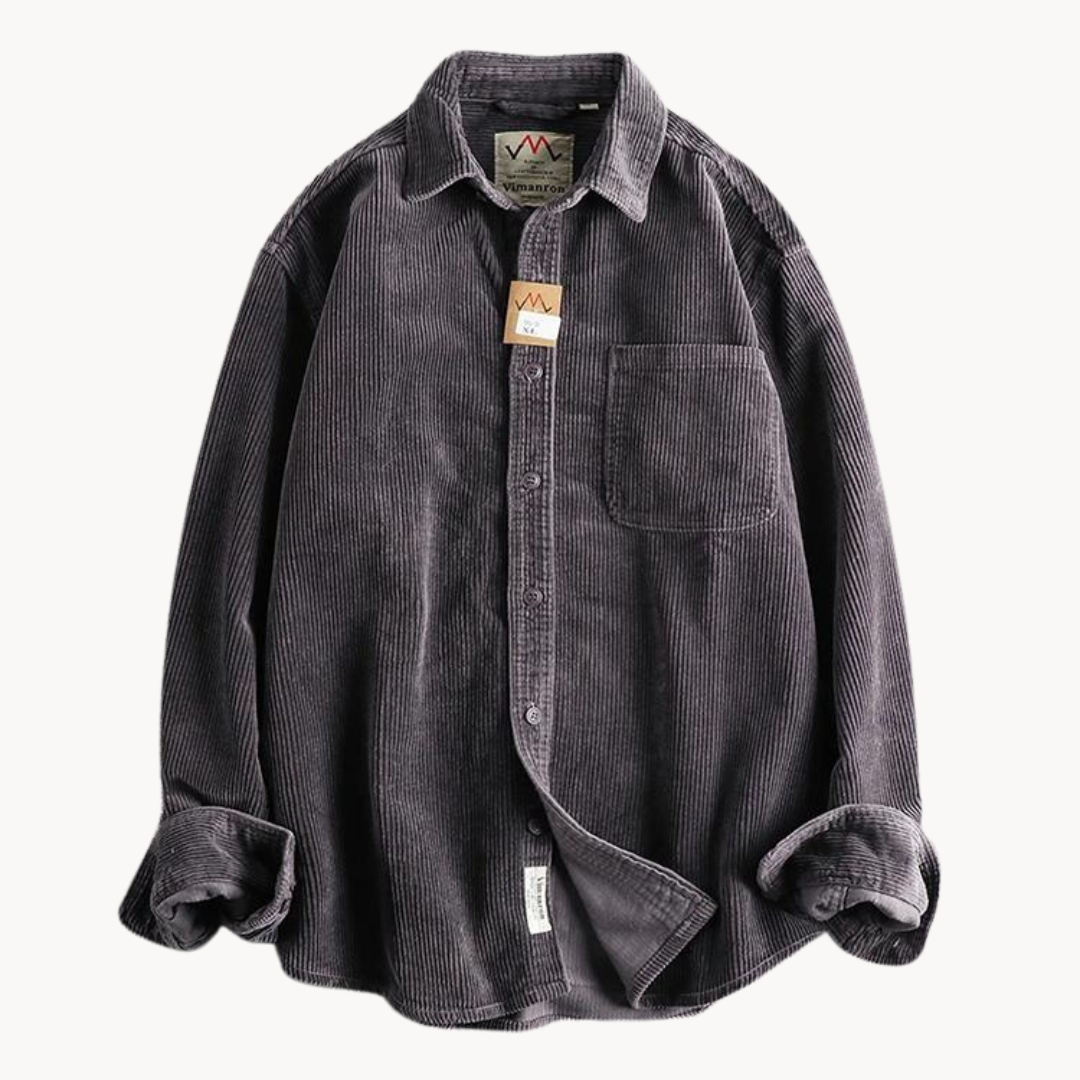 Tommy – Classic Corduroy Men's Shirt – Durable Cotton – Brown 11